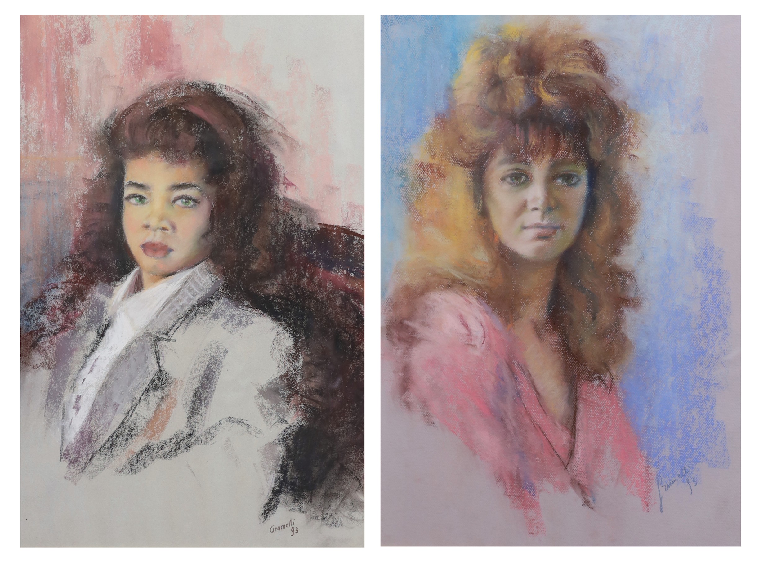 Guido Grumeli, 'Lucia' and 'La Modella', pastel on card, 63 x 43cm